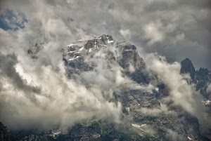 montagna, nuvole, neve, rocce, roccia, montagne, cime, cielo, bianco