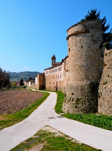 torre, strada, campanile, alberi, castello, mura, cielo, strade, incrocio, campi, campo, bivio, verde, erba