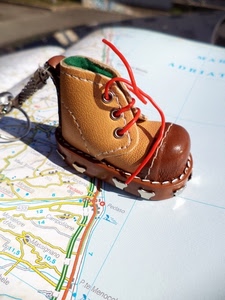 portachiavi, cartina, scarpa, mappa, scarpone, rosso, lacci, marrone, cuoio