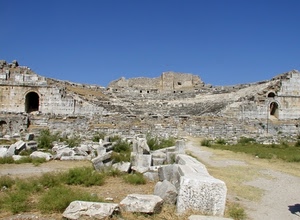 pietre, ruderi, cielo, rovine, resti, archi, erba, anfiteatro