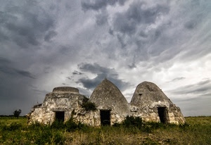 nuvole, tre, trulli, erba, ruderi, cielo, porte, campagna, abbandono