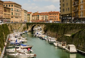 barche, ponte, case, fiume, porto, canale, acqua, arco, città, palazzi