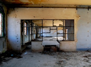rudere, muro, rovine, finestre, vetri, abbandono, pavimento, vetrata, finestra, sporco