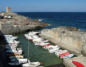 porto, barche, mare, torre, acqua, roccia, cielo