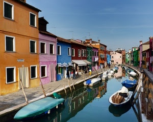 barche, canale, colori, acqua, riflessi, case, finestre, riflesso, palazzi