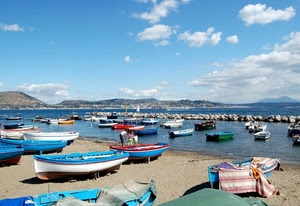 barche, mare, spiaggia, porto, cielo, nuvole, acqua, montagne, panorama