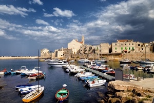 barche, porto, mare, nuvole, chiesa, acqua, duomo, case