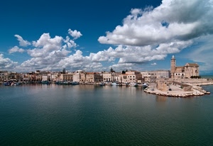 mare, nuvole, cielo, panorama, porto, case, barche, acqua, chiesa, campanile
