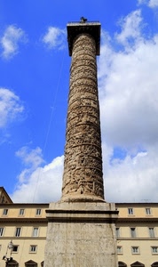 colonna, nuvole, cielo, roma, palazzo, finestre, bassorilievi
