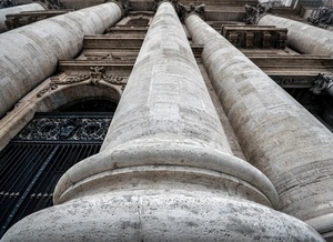 colonne, cancello, prospettiva, marmo, balcone, capitelli, basamento, arco, palazzo