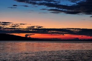 mare, tramonto, nuvole, rosso, cielo, acqua, sera