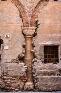 colonna, finestra, muro, numero, grata, mattoni, archi, numeri, capitello, civico