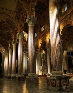 colonne, chiesa, archi, navata, marmo, pulpito, interno, finestre