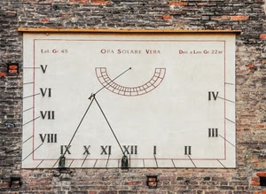 numeri, meridiana, muro, mattoni, romani, solare, scritte, asta, orologio, parole, lancetta, ora, semicerchio, ore, gnomone, lettere, ombra