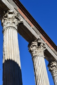 colonne, capitelli, cielo, ombra, azzurro, trave, righe, rovine
