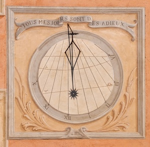 meridiana, numeri, orologio, scritta, sole, ombra, cerchio, muro, tempo, stella, asta, solare, gnomone, linee, parole