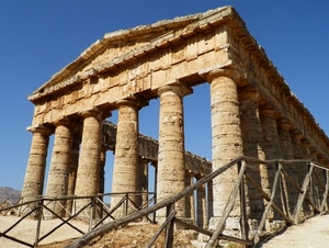 colonne, tempio, staccionata, timpano, cielo, resti, rudere, steccato, greco, antichità
