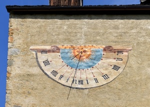 sole, meridiana, numeri, muro, ombra, ore, orologio, asta, azzurro, solare, gnomone, romani