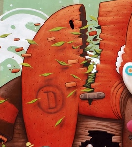 foglie, murales, astratto, verde, rosso, disegno, bianco, murale, arancione, cerotto, lettera, arancio