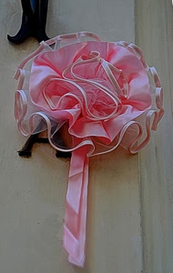 rosa, fiocco, nastro, porta, nascita, curve, bambina, lettera, bianco