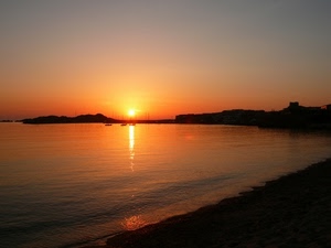 tramonto, mare, sole, controluce, cielo, spiaggia, arancione, riflesso, barche, acqua, rosso, costa, silhouette