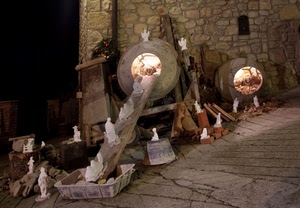 presepe, statue, statuine, natale, betoniera, presepi, attrezzi, luci