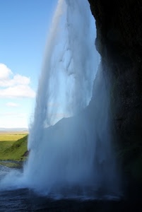 acqua, cascata, roccia, cielo, fiume, spruzzi, nuvole, verde, bianco