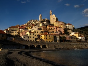 mare, spiaggia, chiesa, borgo, acqua, paese, case, panorama, ponte, cielo, campanili