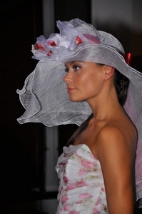 cappello, donna, bianco, profilo, velo, vestito, rosa, modella, ritratto
