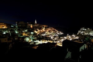 luci, campanile, case, notte, panorama, notturno, paese, borgo, nero, città, mare, paesaggio