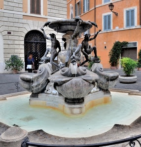 fontana, statue, acqua, lampione, tartarughe, piazza, vasca, sculture