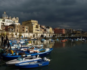 barche, porto, mare, nuvole, acqua, riflessi, case