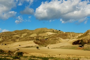 nuvole, alberi, terra, campi, colline, campagna, panorama, cielo, montagna, erba