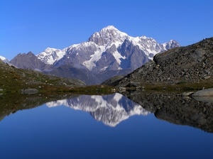 lago, neve, riflesso, cielo, montagna, montagne, acqua