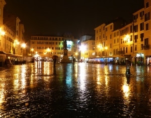 pioggia, piazza, riflessi, notturno, notte, luci, monumento, lampioni