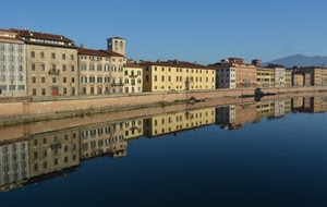 fiume, acqua, riflessi, cielo, finestre, palazzi, case, torre, riflesso, azzurro, campanile
