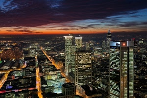 città, luci, grattacieli, cielo, tramonto, notte, panorama, finestre, strade, nuvole, rosso, palazzi, notturno, paesaggio, grattacielo, vie