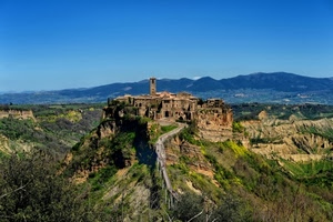 ponte, borgo, panorama, paese, campanile, monti, collina, calanchi, paesaggio, montagne