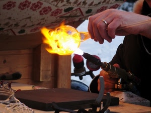 vetro, fuoco, artigiano, mano, mani, fiamma, anello, vetraio