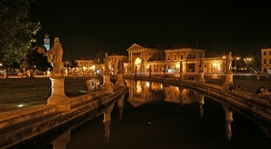 statue, notturno, luci, riflesso, fiume, riflessi, notte, acqua, padova, canale, statua, palazzi
