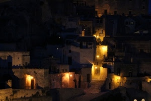 luci, case, notturno, paese, borgo, scale, notte, scala, città