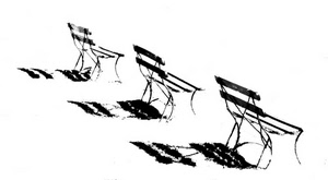 panchine, tre, bianconero, ombre, bianco, ombra, nero, minimale, legno, ferro