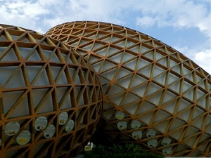 expo, cielo, triangoli, legno, padiglione, nuvole, architettura, geometrie, padiglioni, milano