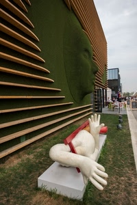 mani, statua, verde, expo, viso, padiglione, erba, mostra, prospettiva, milano, bianco