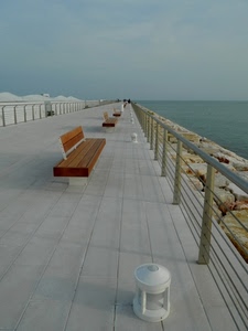 mare, panchine, lungomare, ringhiera, cielo, prospettiva, pontile, scogli