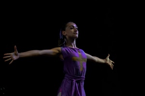 viola, braccia, donna, croce, mani, nero, ballerina, ragazza