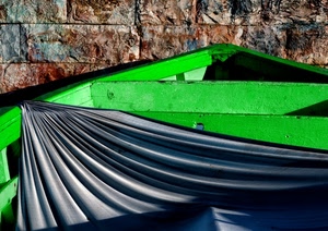 barca, verde, muro, telo, nero, grigio, legno