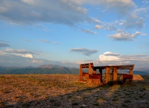 panchine, nuvole, cielo, tavolo, legno, montagne, prato, erba, panchina, panorama