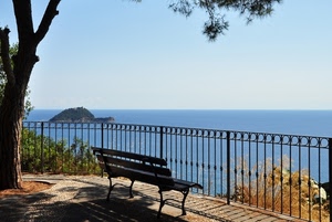 mare, panchina, isola, ringhiera, albero, belvedere, isolotto