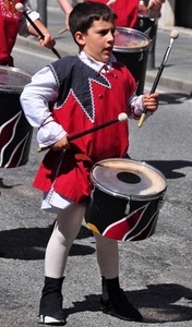 tamburo, rosso, costume, tamburino, musica, bambino, nero, bacchette, banda, bianco